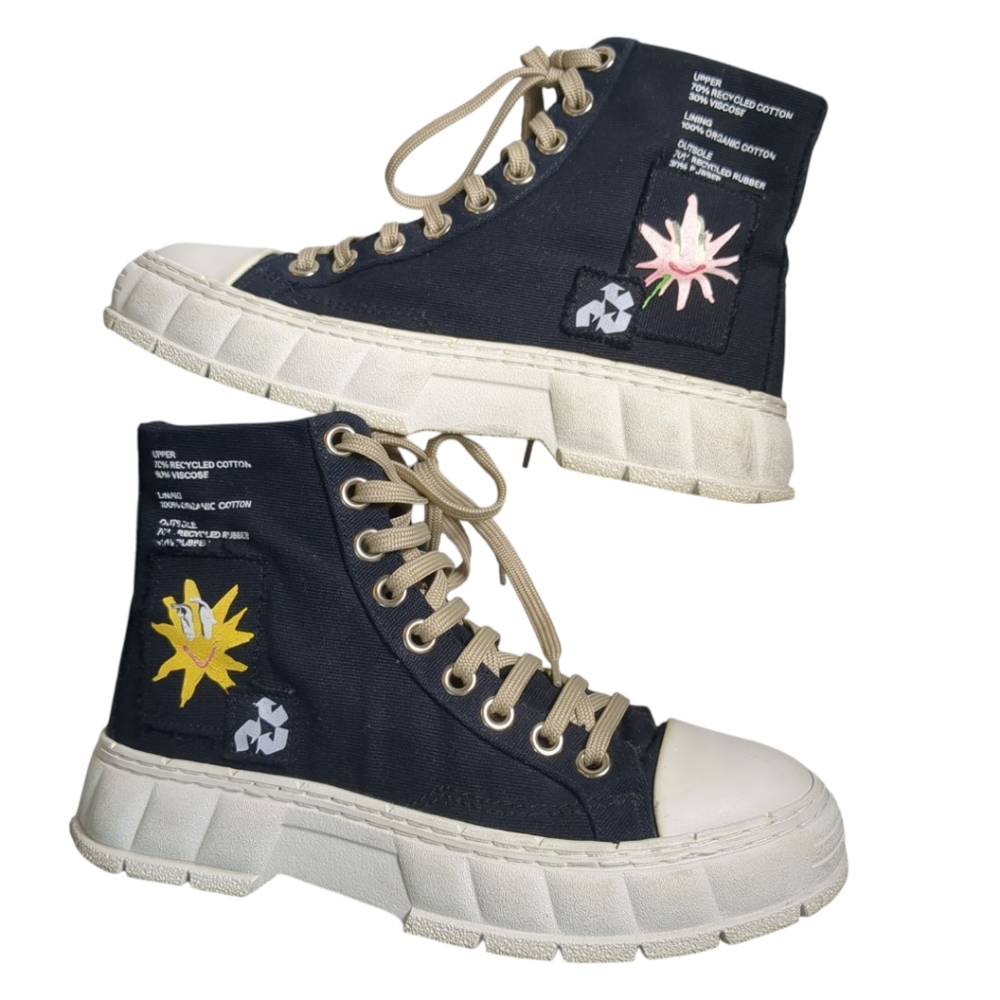 Virón 1982 Pepo Boots Sneakers / Canvas Patch HighTop SZ 8 US - Picture 4 of 8